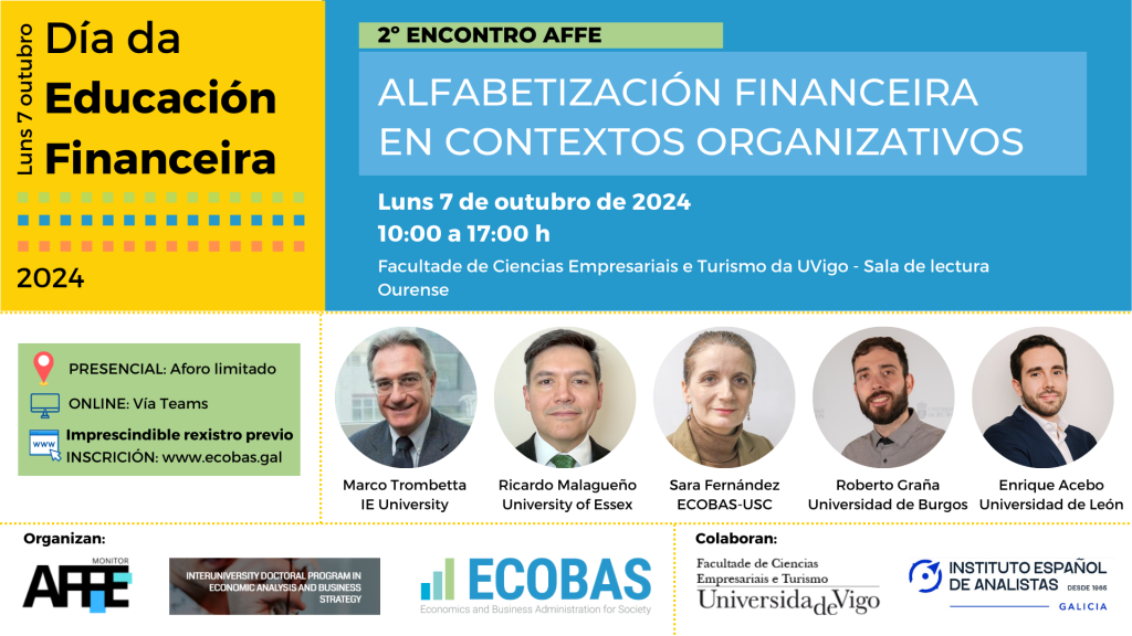 Alfabetización Financiera en contextos organizativos. El próximo 7 de octubre en Galicia 1